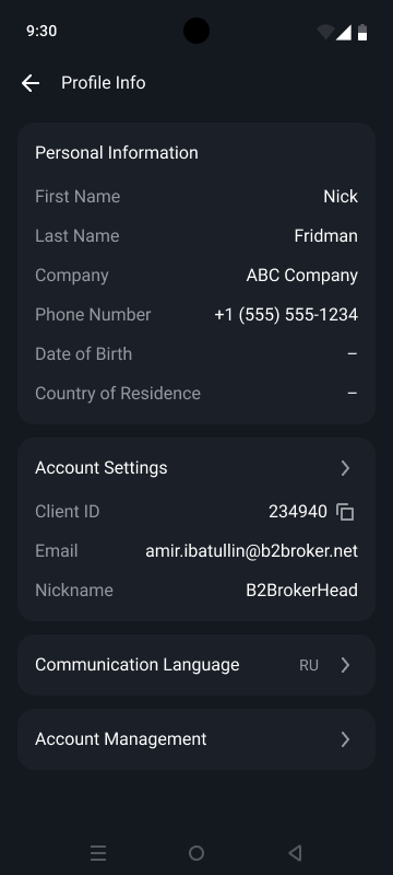 Profile Info