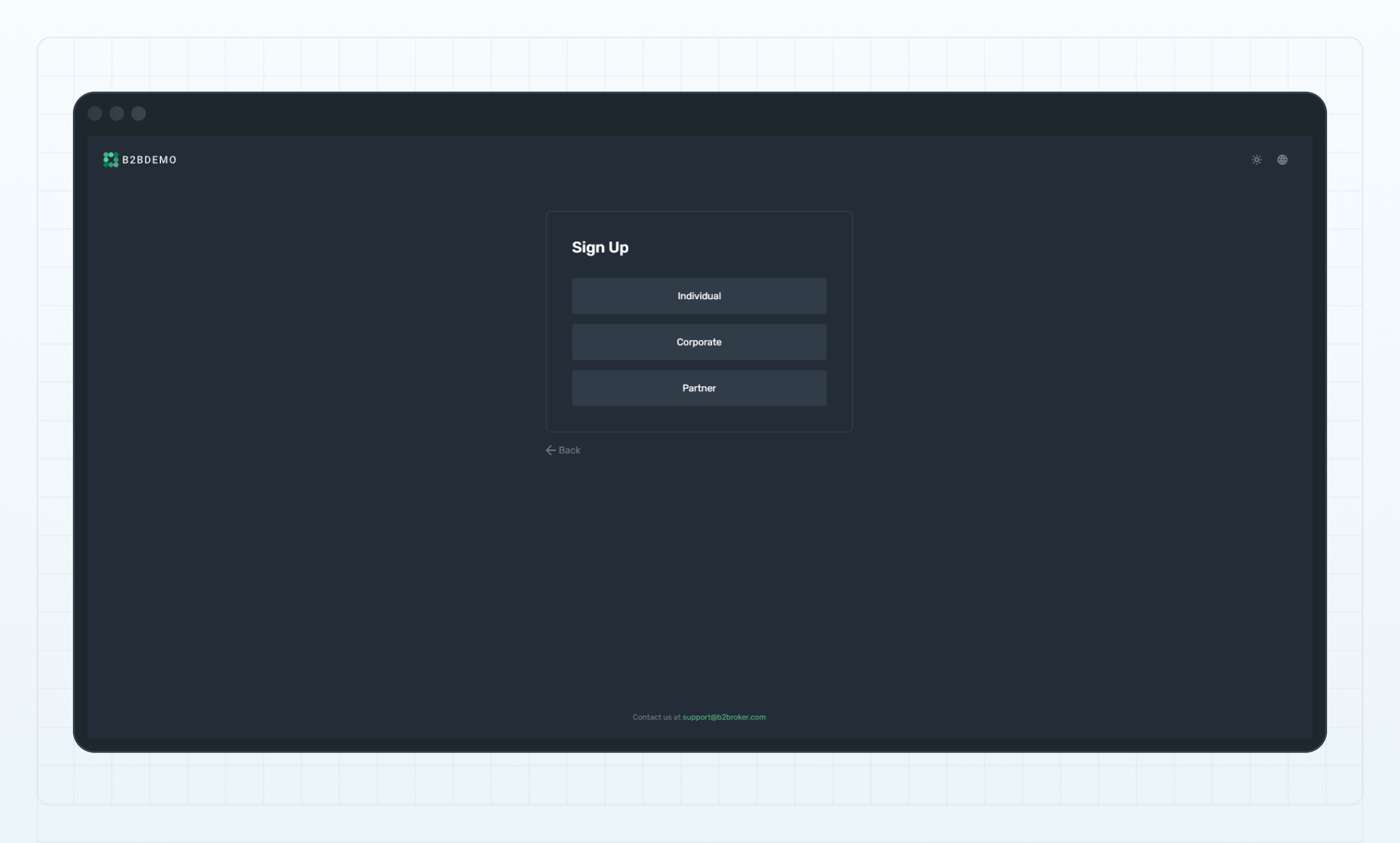 Sign Up page